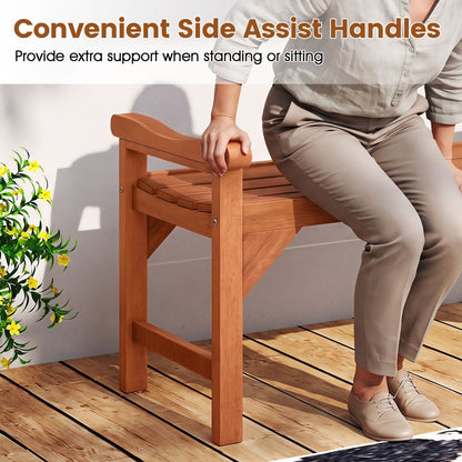 Solid Wood Backless Garden Bench with Support Handles in natural finish by DirectDeals on Tampa Home & Garden Store