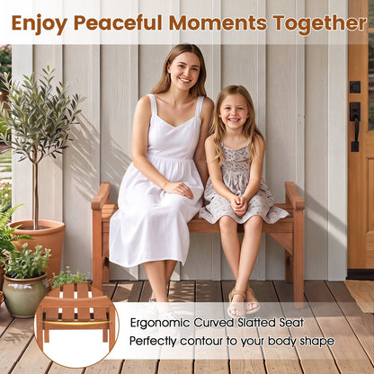 Solid wood backless garden bench with support handles, natural wood by DirectDeals on Tampa Home & Garden Store