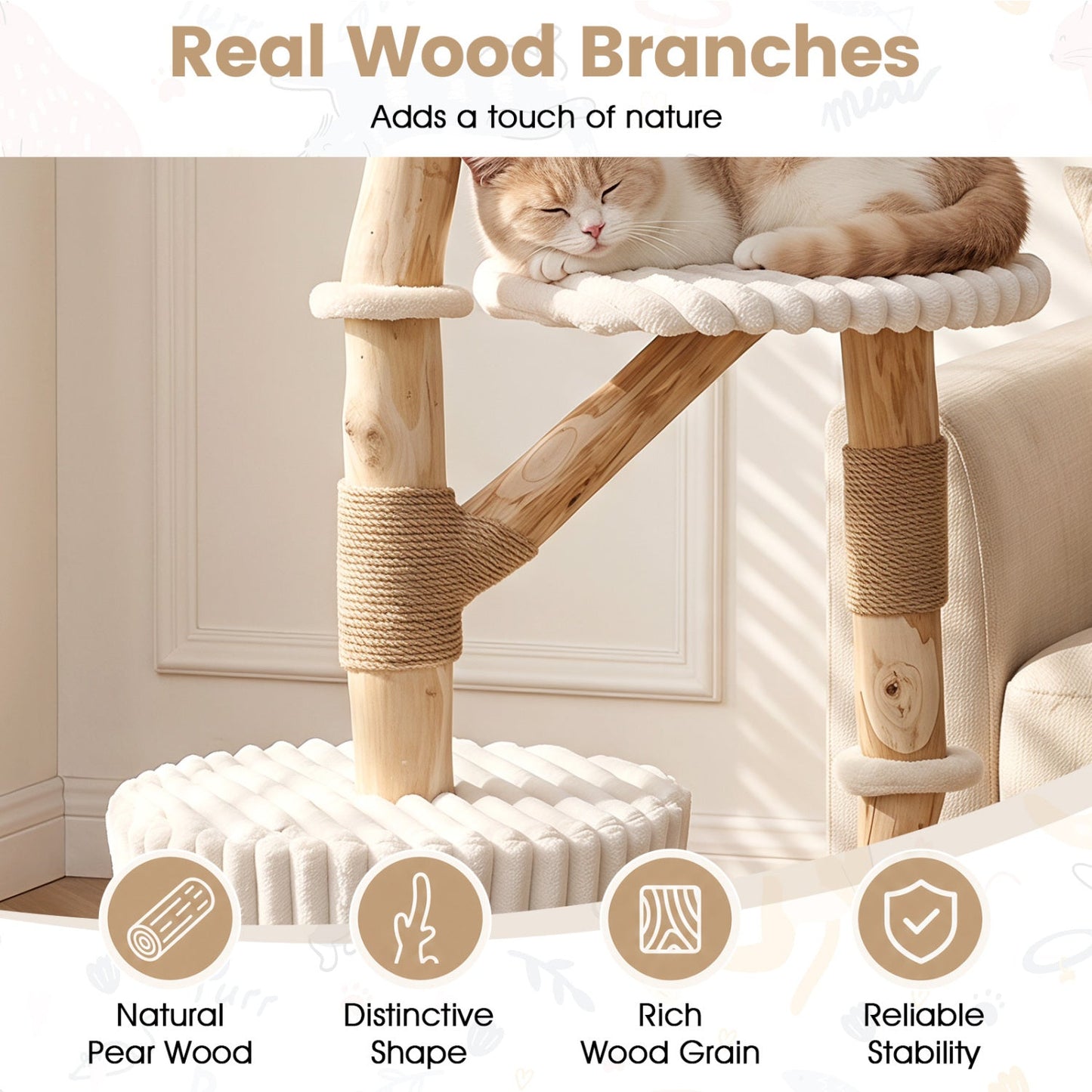 Cat Tree solid wood 41in with branches and cozy bed; cat on top, posts DirectDeals on Tampa Home & Garden Store