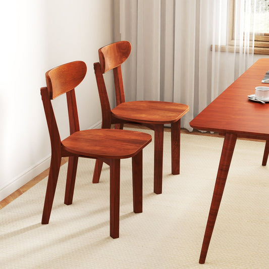 Juego de 2 sillas de comedor de madera maciza con respaldo curvo y estructura de madera de caucho - Espresso