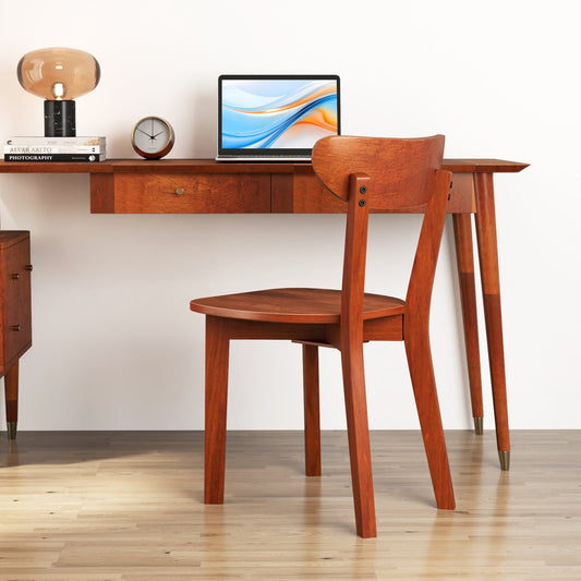 Juego de 2 sillas de comedor de madera maciza con respaldo curvo y estructura de madera de caucho - Espresso