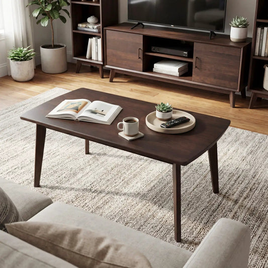DirectDeals Solid Wood Modern Coffee Table with Tapered Legs in dark walnut finish on Tampa Home & Garden Store
