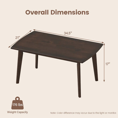 Solid Wood Modern Coffee Table With Tapered Legs