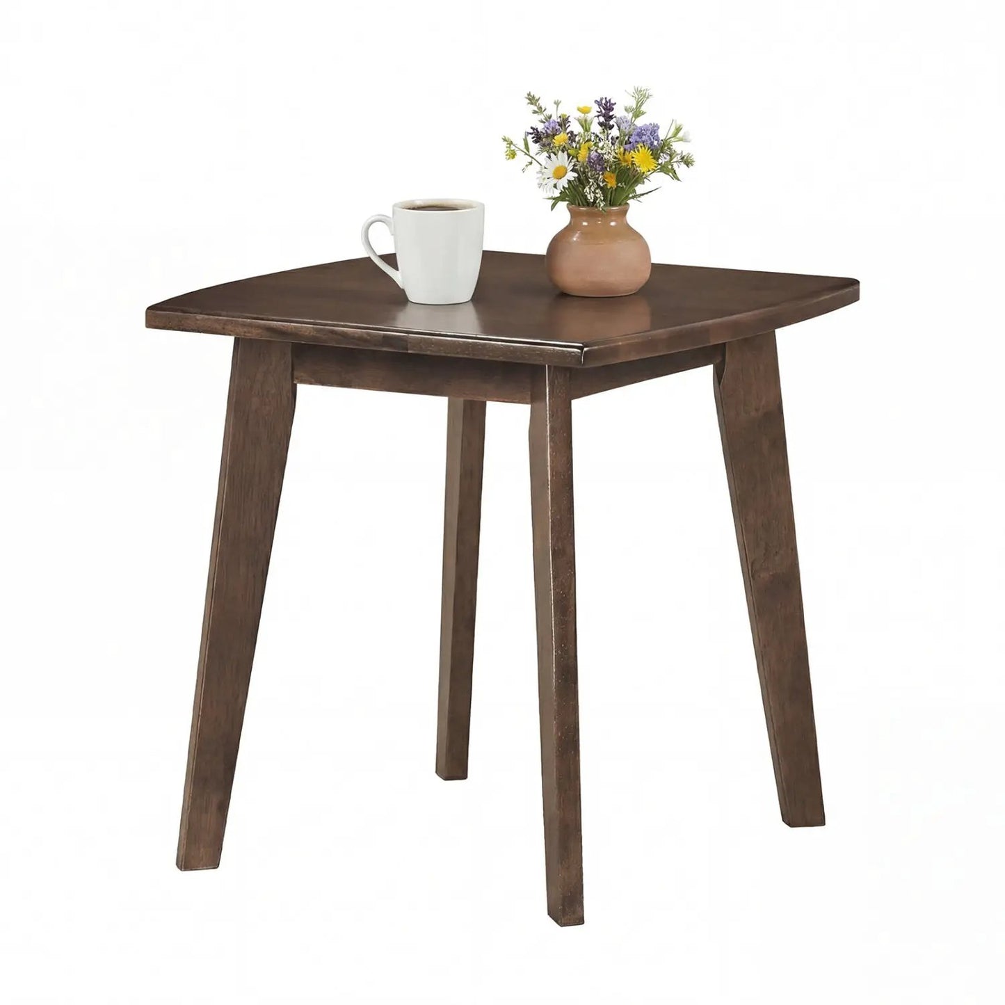 Solid Wood Square End Table with Thick Curved Top