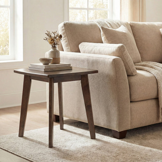 DirectDeals solid wood square end table with thickened top and curved edge on Tampa Home & Garden Store