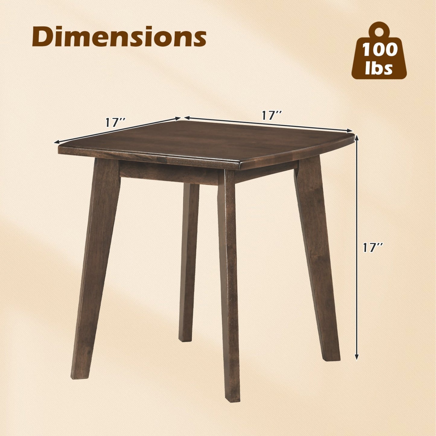 Solid Wood Square End Table with Thick Curved Top