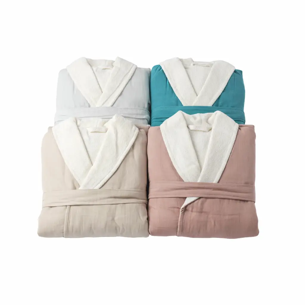 Soluna Double Sided Muslin and Terry Shawl Robe