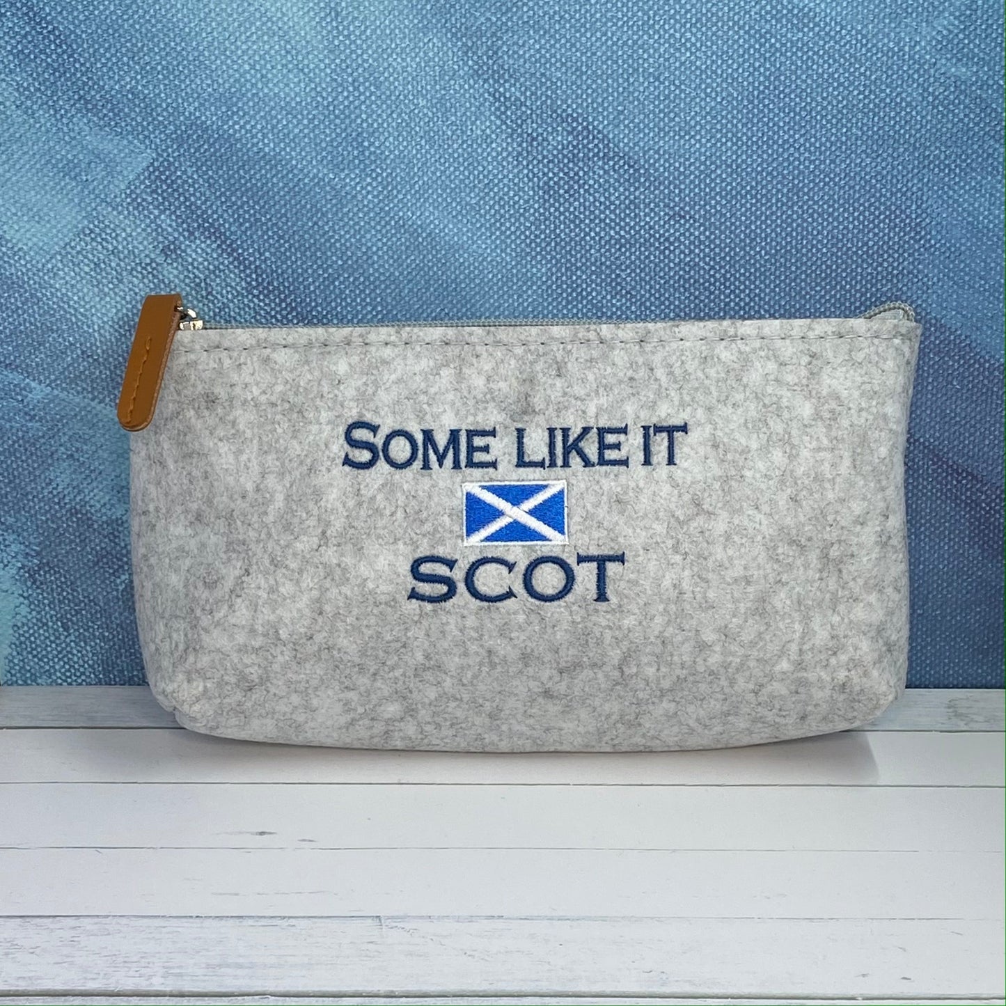 Some Like it Scot Saltire Flag Embroidered Felt Zipper Pouch - Tampa Home & Garden Store