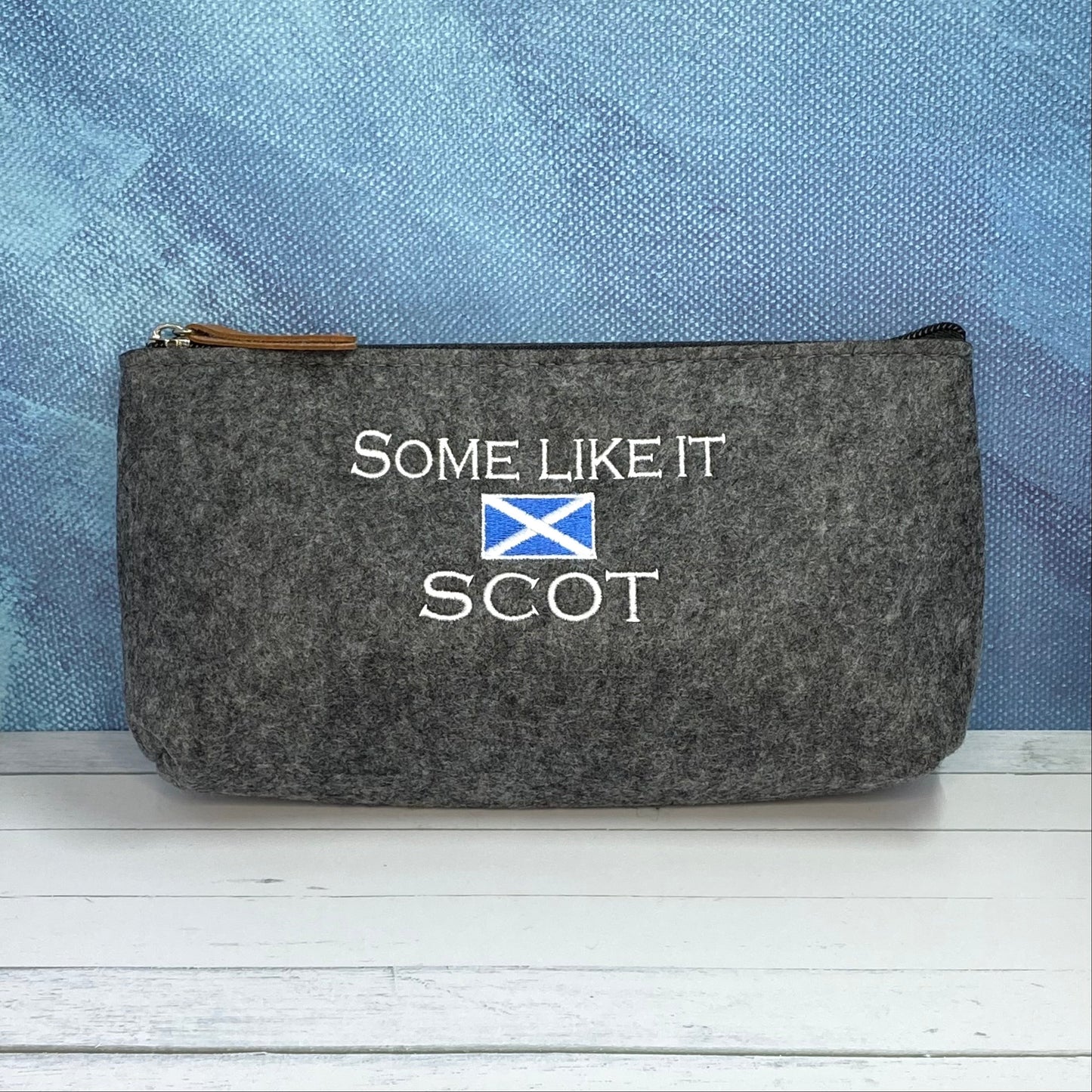 Some Like it Scot Saltire Flag Embroidered Felt Zipper Pouch - Tampa Home & Garden Store