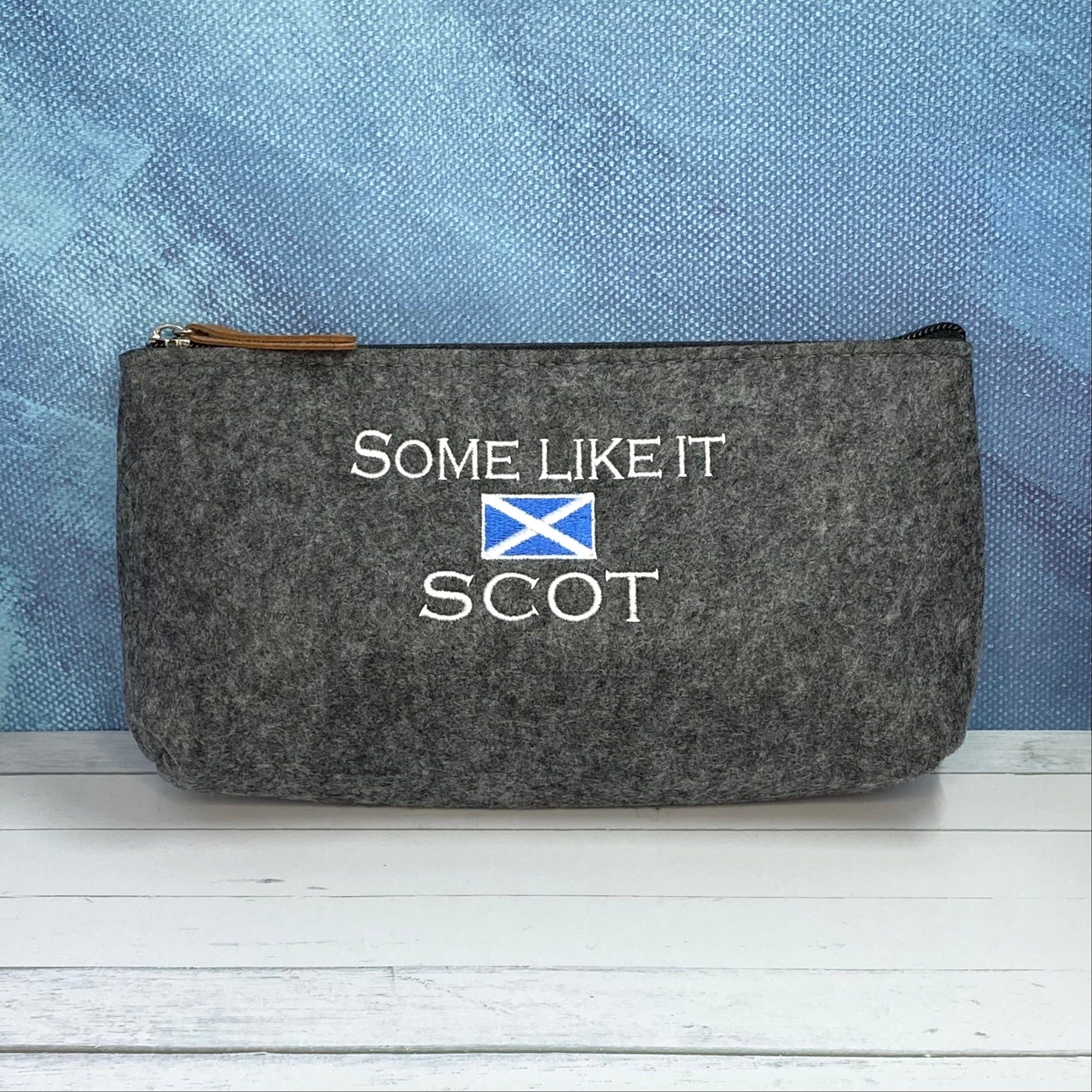 Some Like it Scot Saltire Flag Embroidered Felt Zipper Pouch - Tampa Home & Garden Store