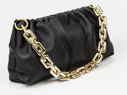 Leather Bag, Clutch Bag with Chain - MiamiLeathers