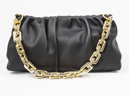 Leather Bag, Clutch Bag with Chain - MiamiLeathers