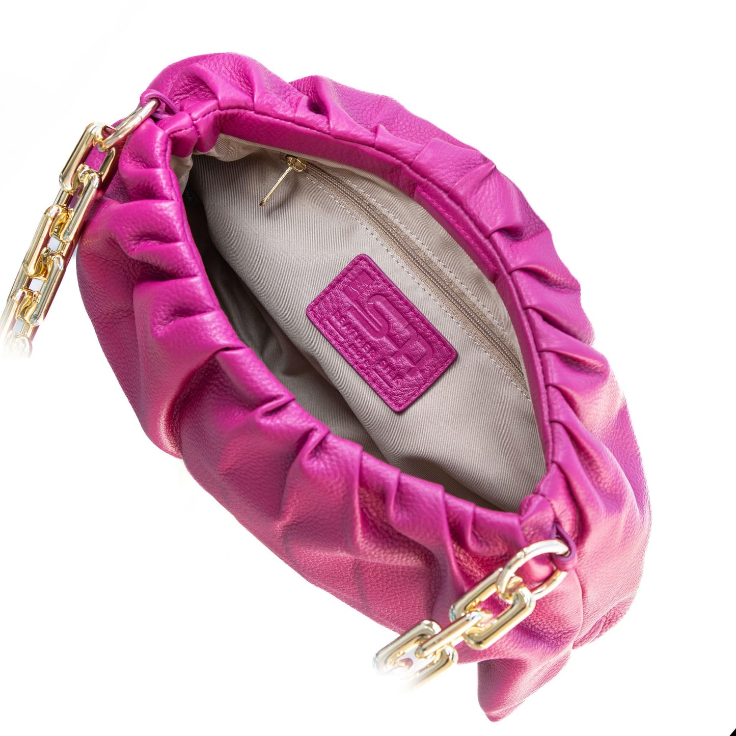 Leather Bag, Clutch Bag with Chain - MiamiLeathers