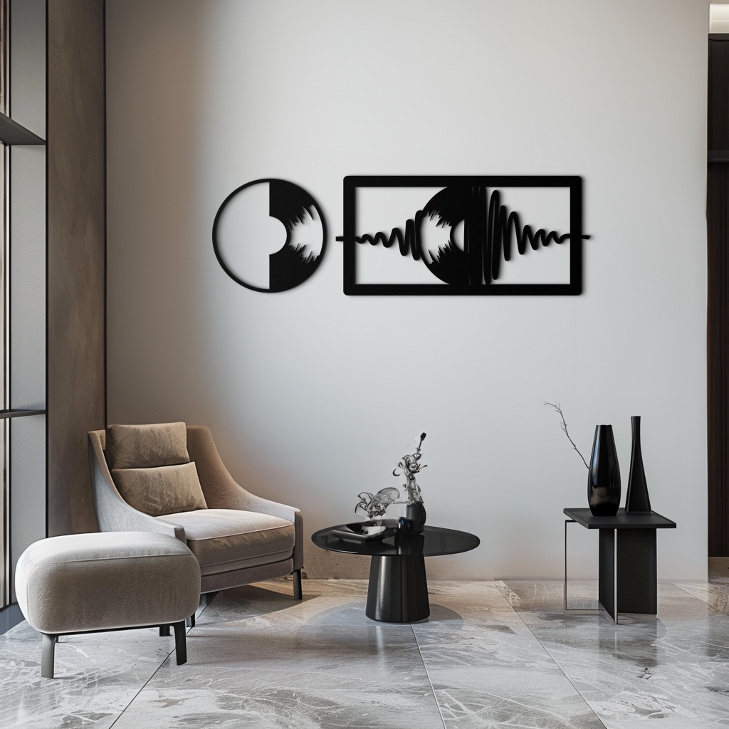 Soundwave Vinyl Record Metal Wall Art - Modern Music-Inspired Steel Wall Decor - KAF133 - Tampa Home & Garden Store