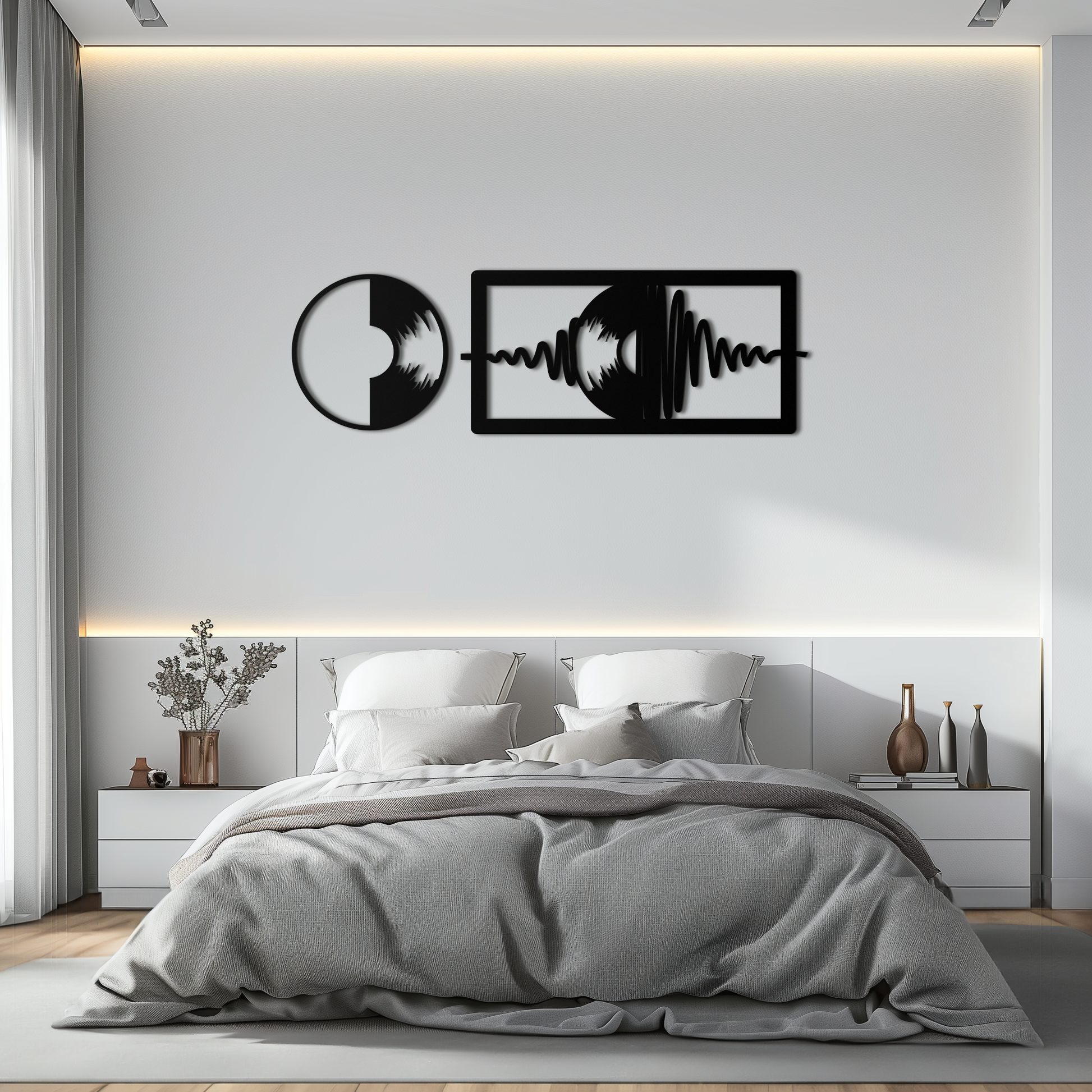 Soundwave Vinyl Record Metal Wall Art - Modern Music-Inspired Steel Wall Decor - KAF133 - Tampa Home & Garden Store