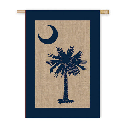 South Carolina Palmetto House Burlap Flag - Tampa Home & Garden Store