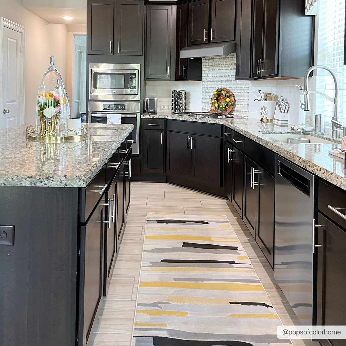 Southfields Mustard Modern Rug by Boutique Rugs, mustard yellow rug in kitchen on Tampa Home & Garden Store