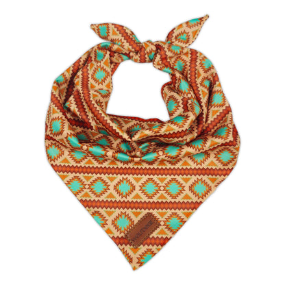 Southwest Spirit Cooling Bandana by WOLFDOGE in orange teal geometric print on Tampa Home & Garden Store