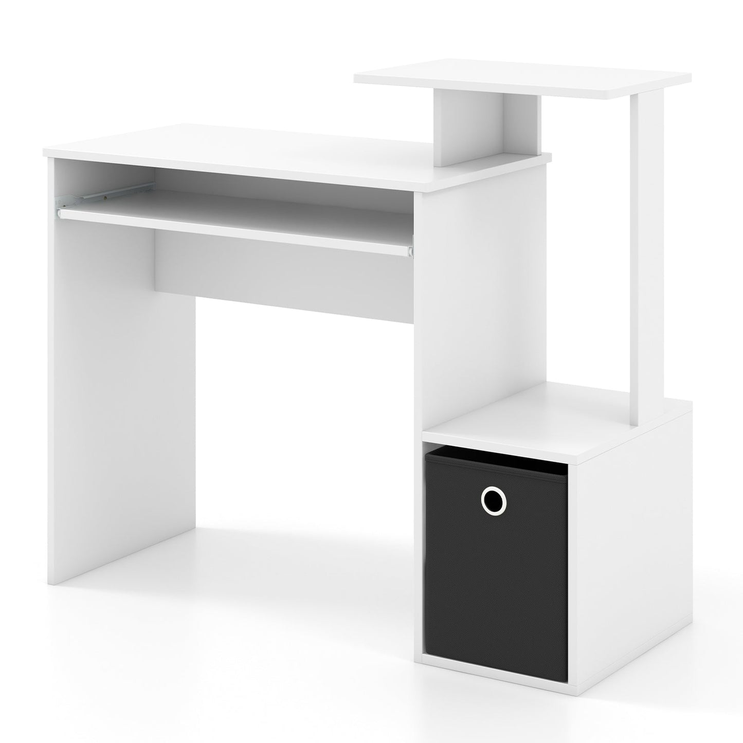 Space-saving Computer Desk with Pull-out Keyboard Tray