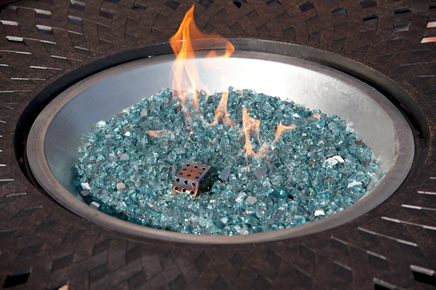 Bahama Blue Reflective Fire Glass shards for gas fireplace by Fire Sense/Balkene Home on Tampa Home & Garden Store