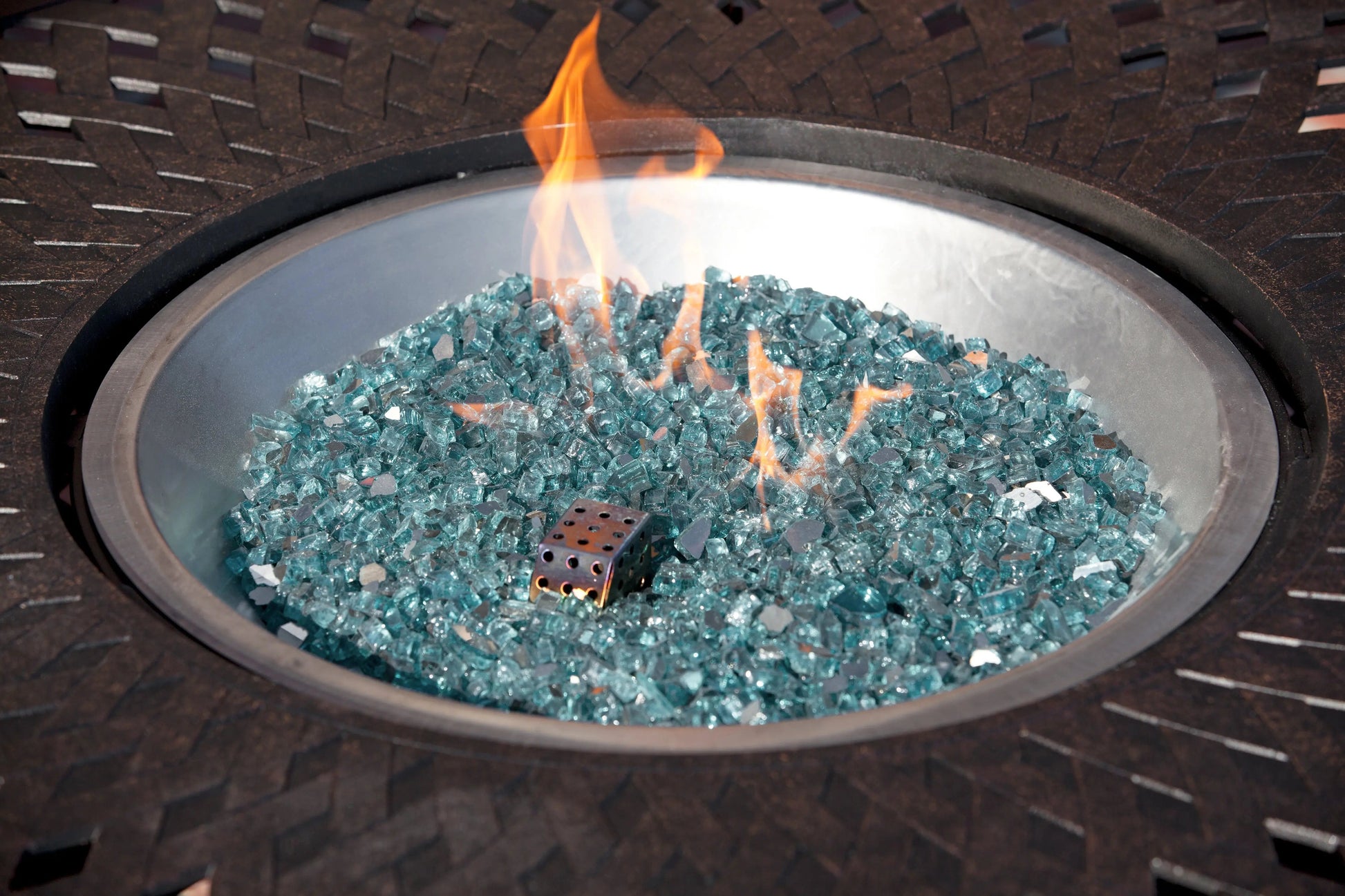 Bahama Blue Reflective Fire Glass shards for gas fireplace by Fire Sense/Balkene Home on Tampa Home & Garden Store
