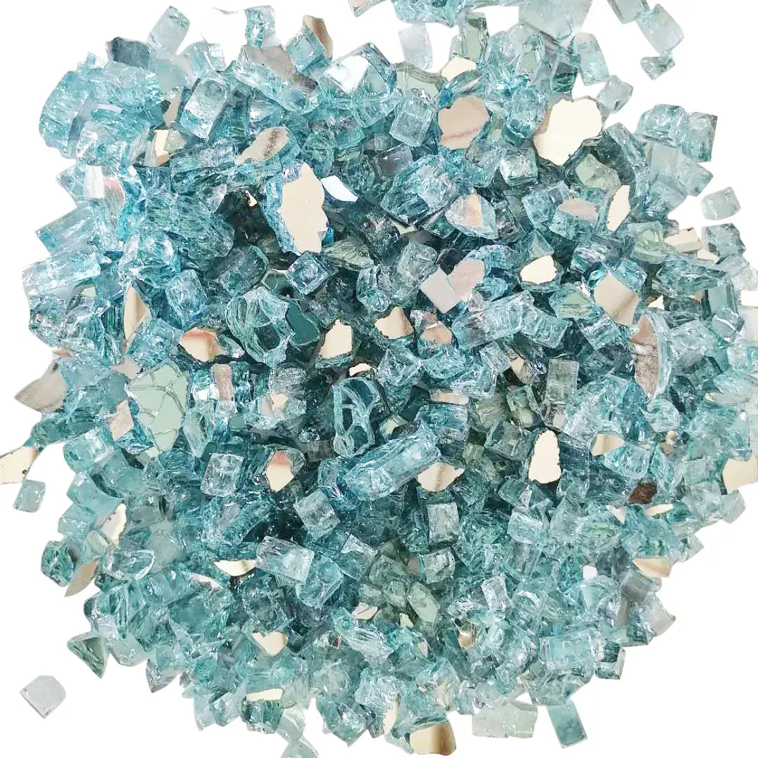Bahama Blue reflective fire glass cubes for fireplaces by Fire Sense/Balkene Home on Tampa Home & Garden Store