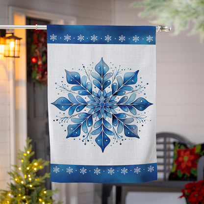 Sparkling Snowflake Burlap House Flag - Tampa Home & Garden Store