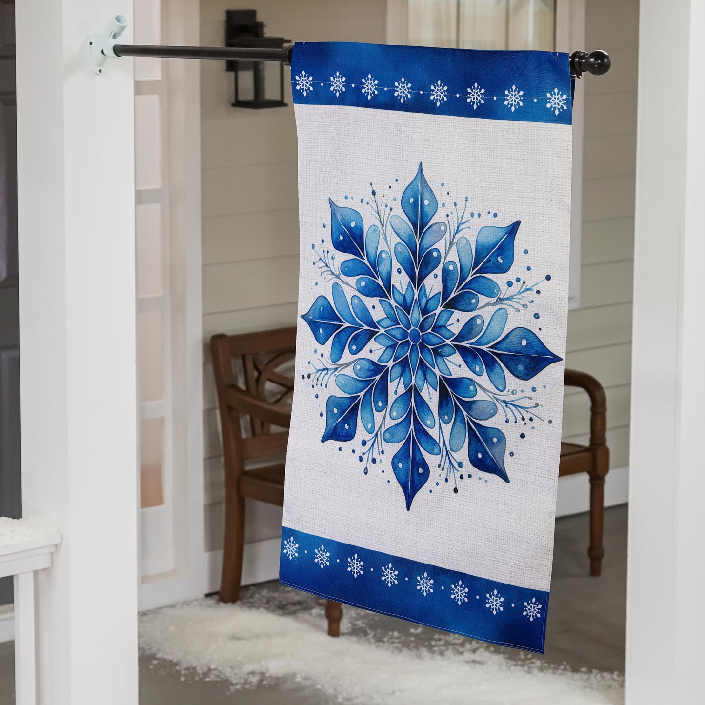 Sparkling Snowflake Burlap House Flag - Tampa Home & Garden Store
