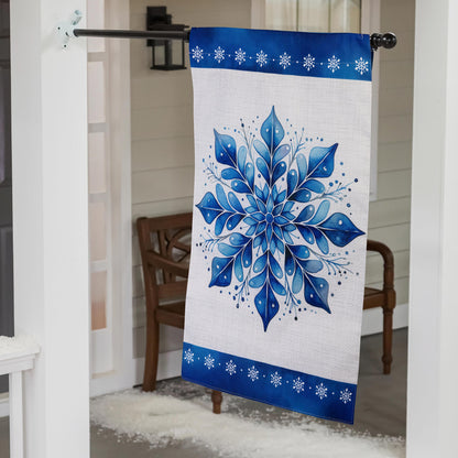 Sparkling Snowflake Burlap House Flag - Tampa Home & Garden Store