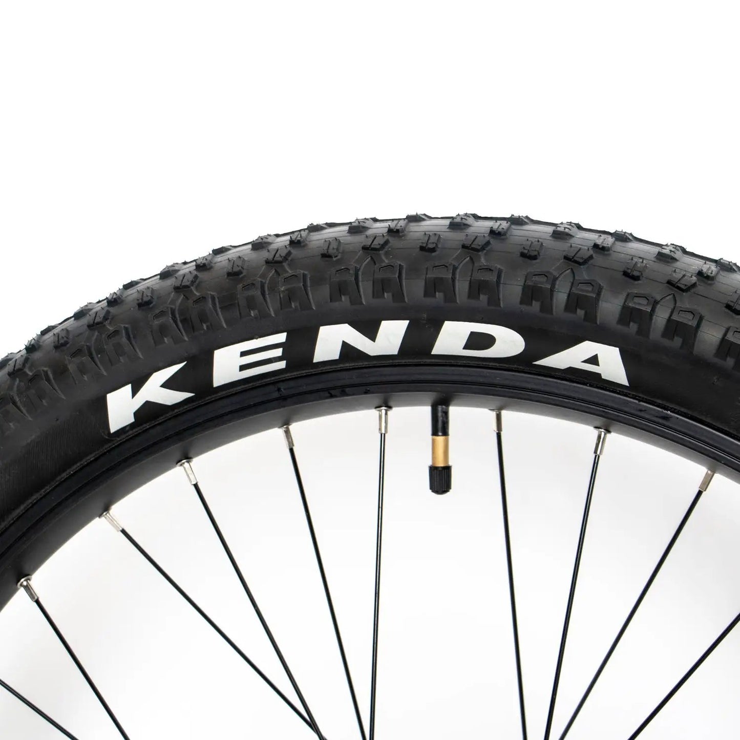 27.5x3 inch bicycle wheel with knobby Kenda tire, black rim and silver spokes on Tampa Home & Garden Store