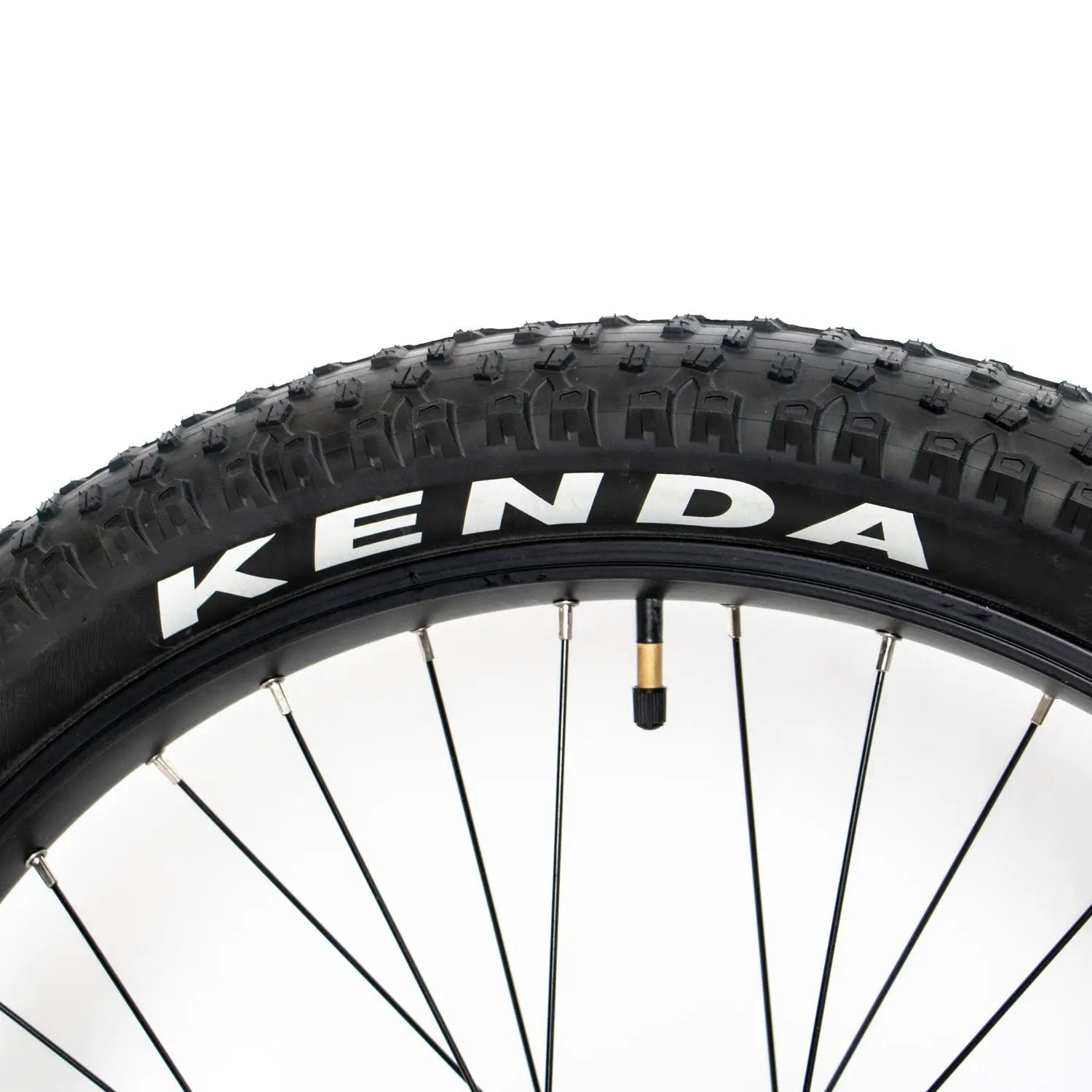 27.5x3 inch bicycle wheel with knobby Kenda tire, black rim and silver spokes on Tampa Home & Garden Store