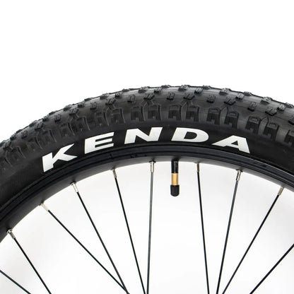 27.5x3 inch bicycle wheel with knobby Kenda tire, black rim and silver spokes on Tampa Home & Garden Store