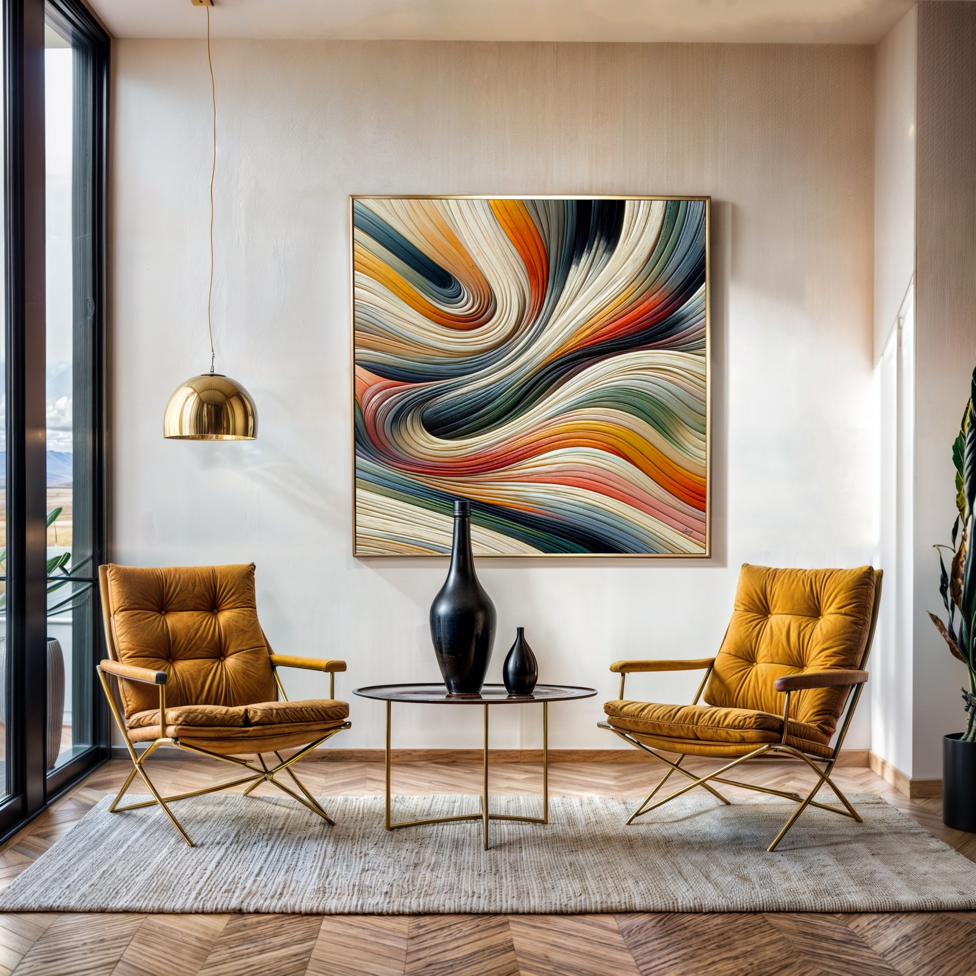 Canvas print Spectral Swirl by Tailored Canvases; vivid abstract swirl in orange teal, cream on Tampa Home & Garden Store