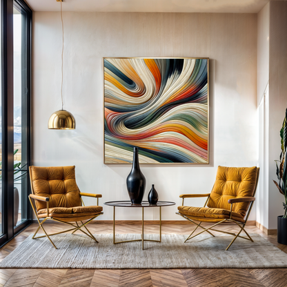Canvas print Spectral Swirl by Tailored Canvases; vivid abstract swirl in orange teal, cream on Tampa Home & Garden Store