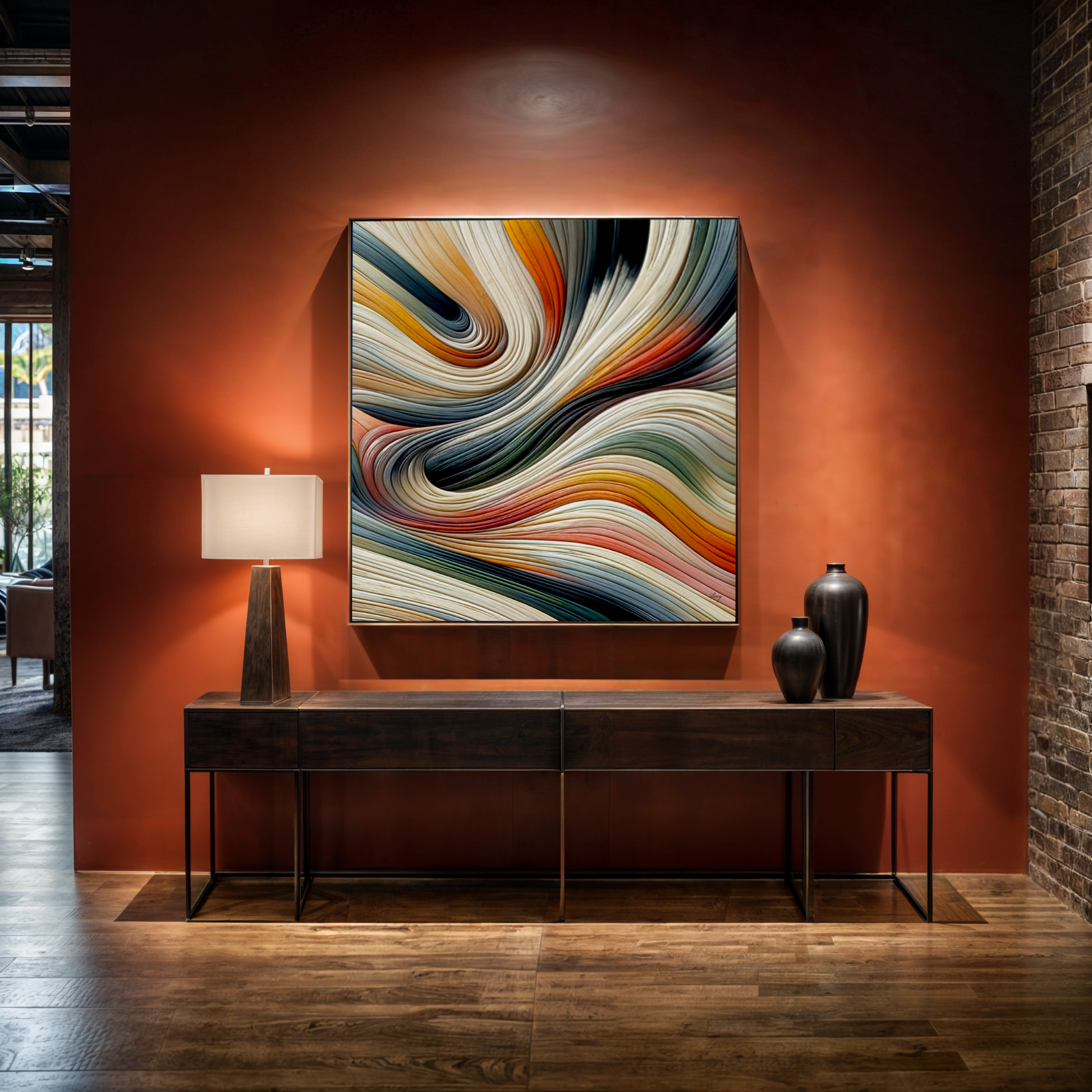 Canvas print Spectral Swirl by Tailored Canvases, vibrant multicolor abstract swirl, framed on Tampa Home & Garden Store