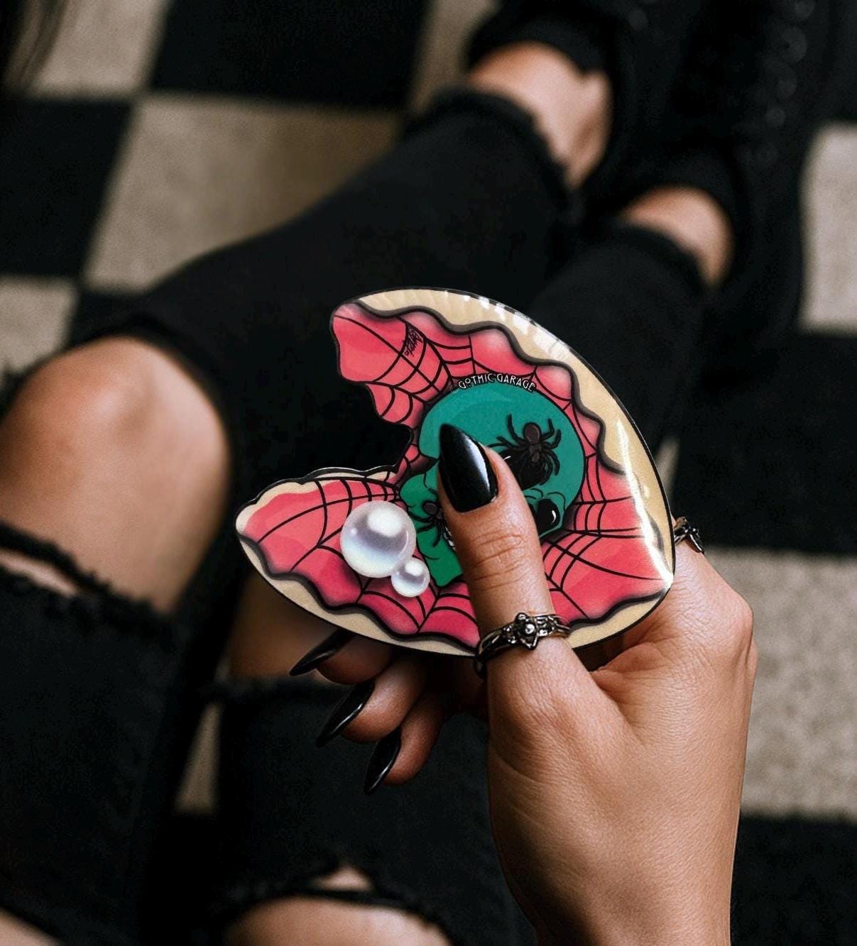 Spider Skull Clamshell Die Cut Waterproof Sticker—A Wicked Twist for Your Ocean Treasure Collections - Tampa Home & Garden Store