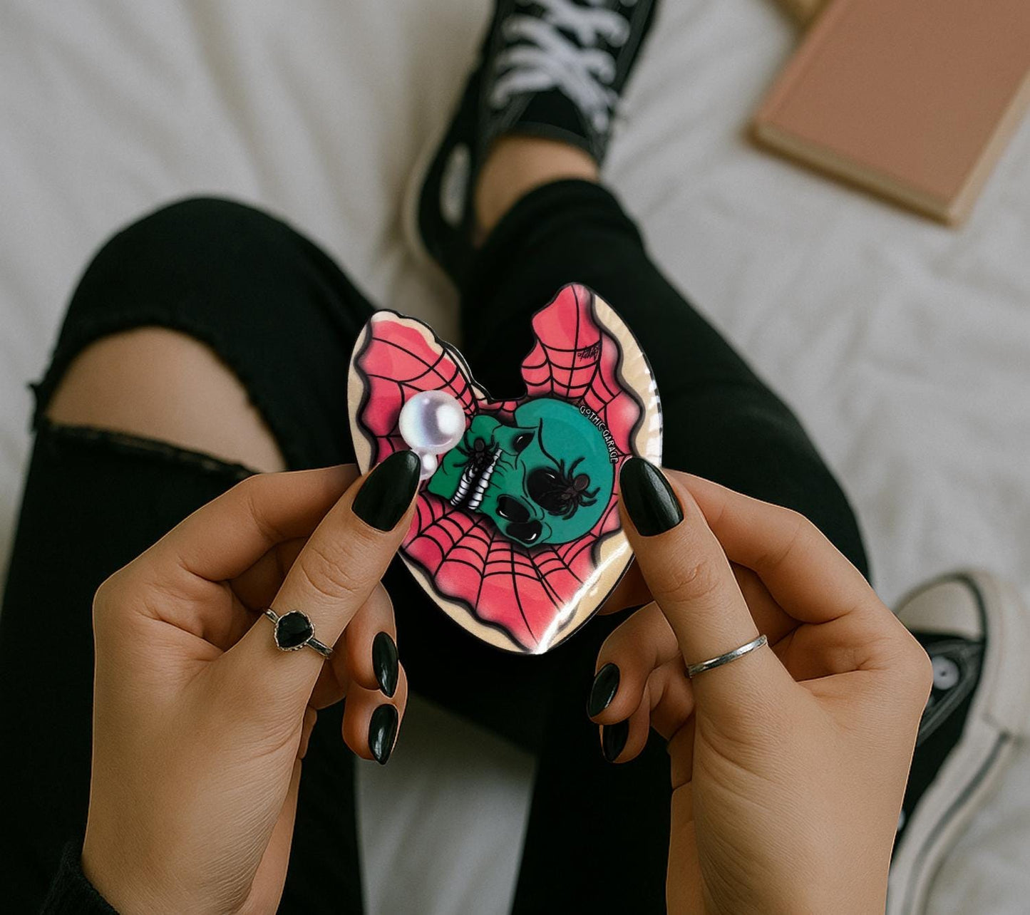 Spider Skull Clamshell Die Cut Waterproof Sticker—A Wicked Twist for Your Ocean Treasure Collections - Tampa Home & Garden Store