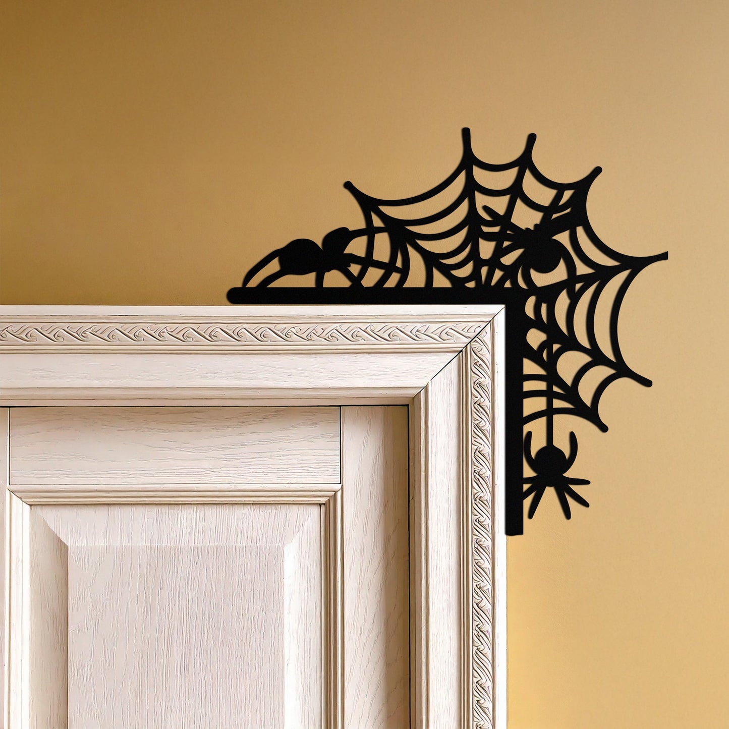 Spider Web Corner Metal Door Decor – Halloween Themed Wall Accent for Entryways- KAF601 - Tampa Home & Garden Store