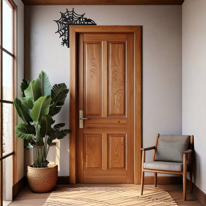 Spider Web Corner Metal Door Decor – Halloween Themed Wall Accent for Entryways- KAF601 - Tampa Home & Garden Store