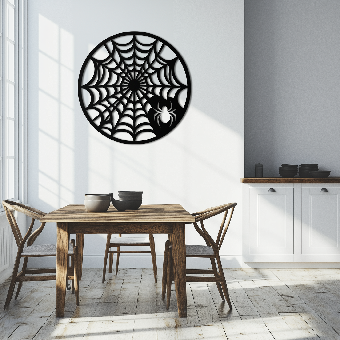 Spider Web Metal Wall Art – Round Halloween Spider Decoration- KAF372 - Tampa Home & Garden Store