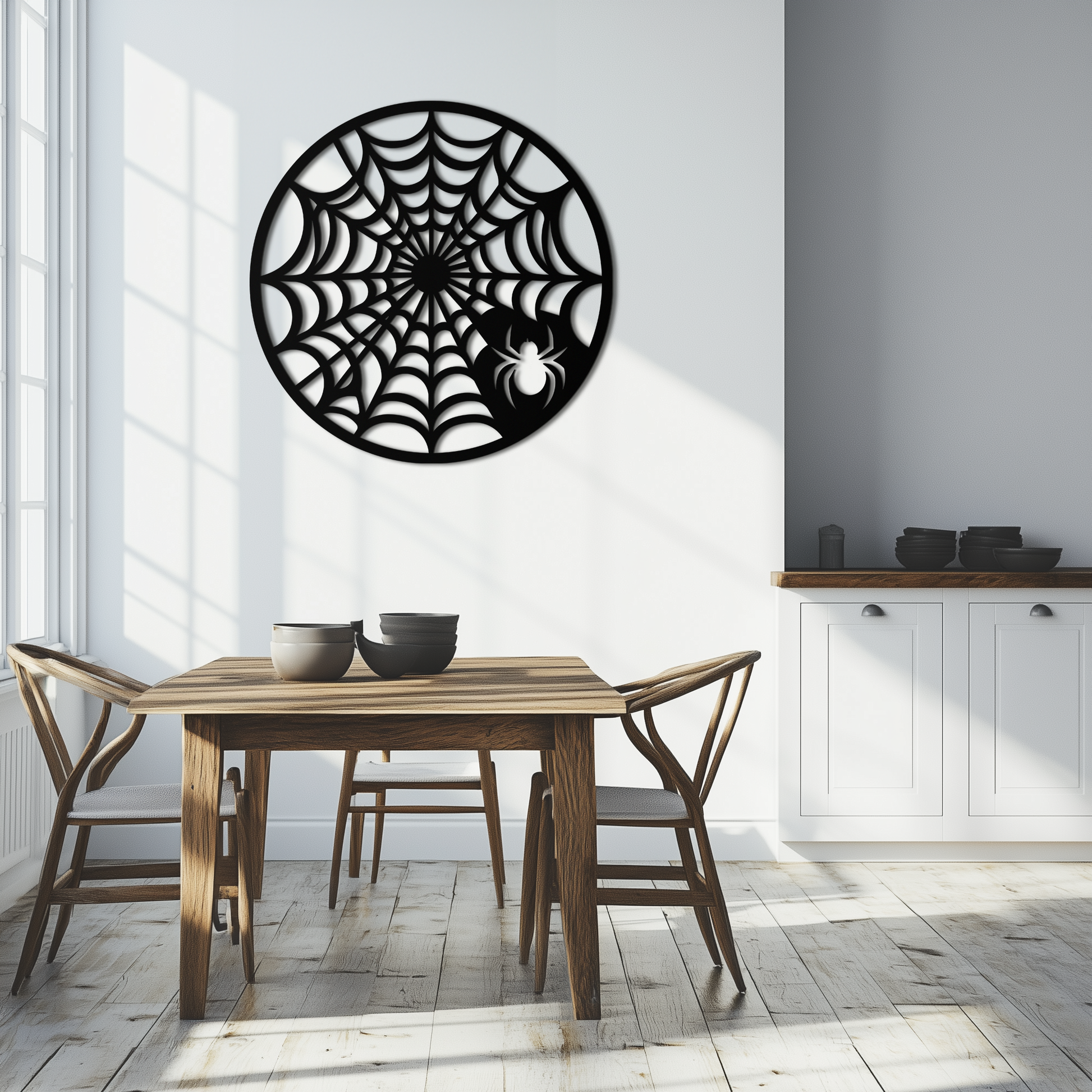 Spider Web Metal Wall Art – Round Halloween Spider Decoration- KAF372 - Tampa Home & Garden Store