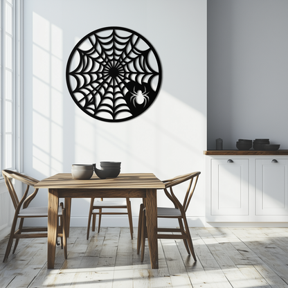 Spider Web Metal Wall Art – Round Halloween Spider Decoration- KAF372 - Tampa Home & Garden Store