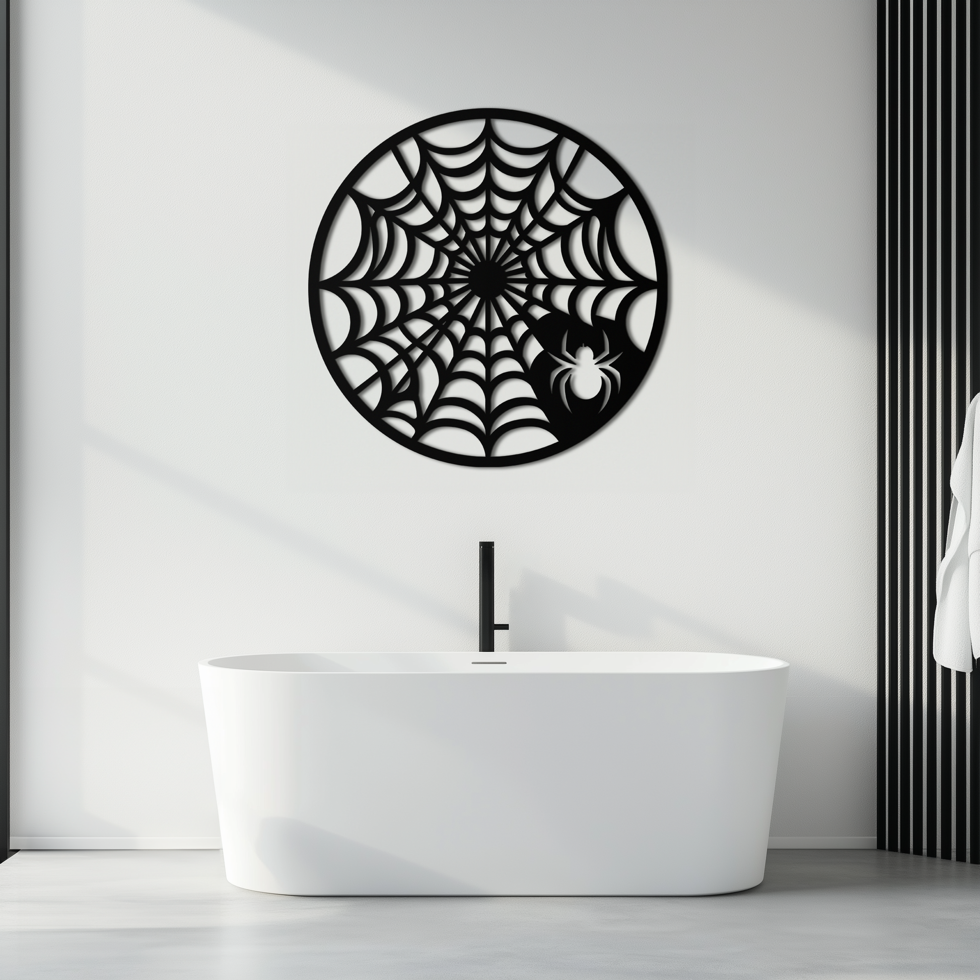 Spider Web Metal Wall Art – Round Halloween Spider Decoration- KAF372 - Tampa Home & Garden Store