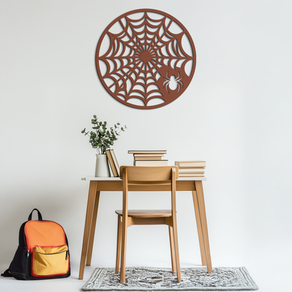 Spider Web Metal Wall Art – Round Halloween Spider Decoration- KAF372 - Tampa Home & Garden Store