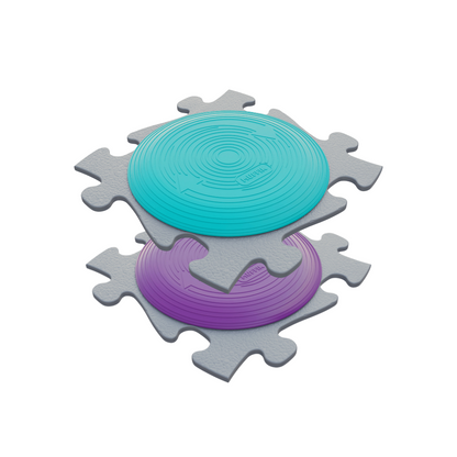 Spin Discs Rotana Set play mats teal and purple discs on interlocking mats by TINNITOTS on Tampa Home & Garden Store