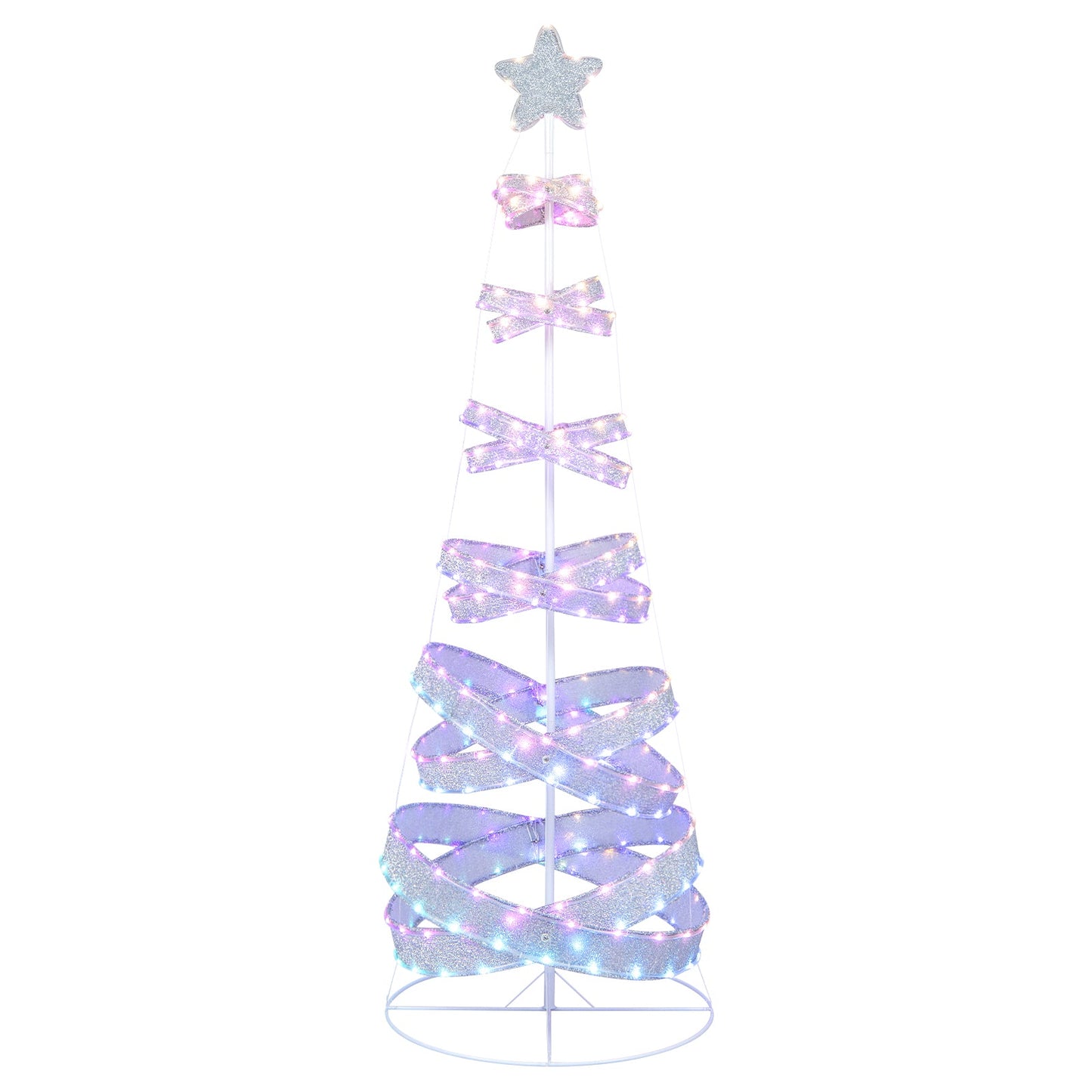 Árbol de Navidad espiral para exteriores de 7 pies para decoración de fiestas, Navidad y Año Nuevo