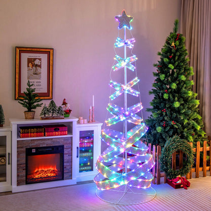 Árbol de Navidad espiral para exteriores de 7 pies para decoración de fiestas, Navidad y Año Nuevo