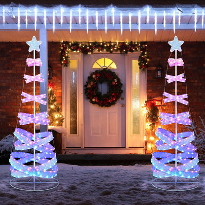Árbol de Navidad espiral para exteriores de 7 pies para decoración de fiestas, Navidad y Año Nuevo