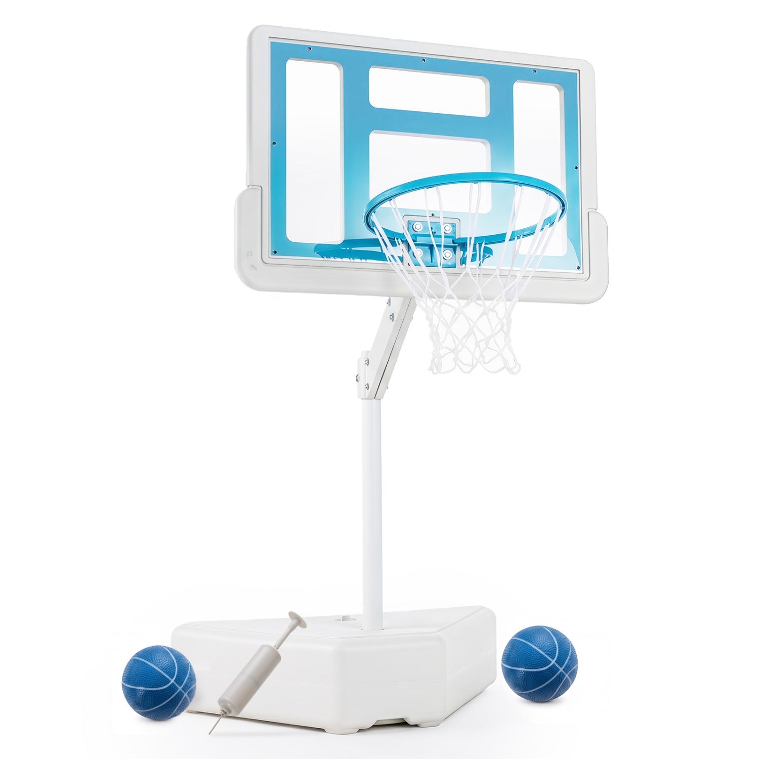 Pool Basketball Hoop DirectDeals adjustable height blue backboard white frame includes 2 balls on Tampa Home & Garden Store