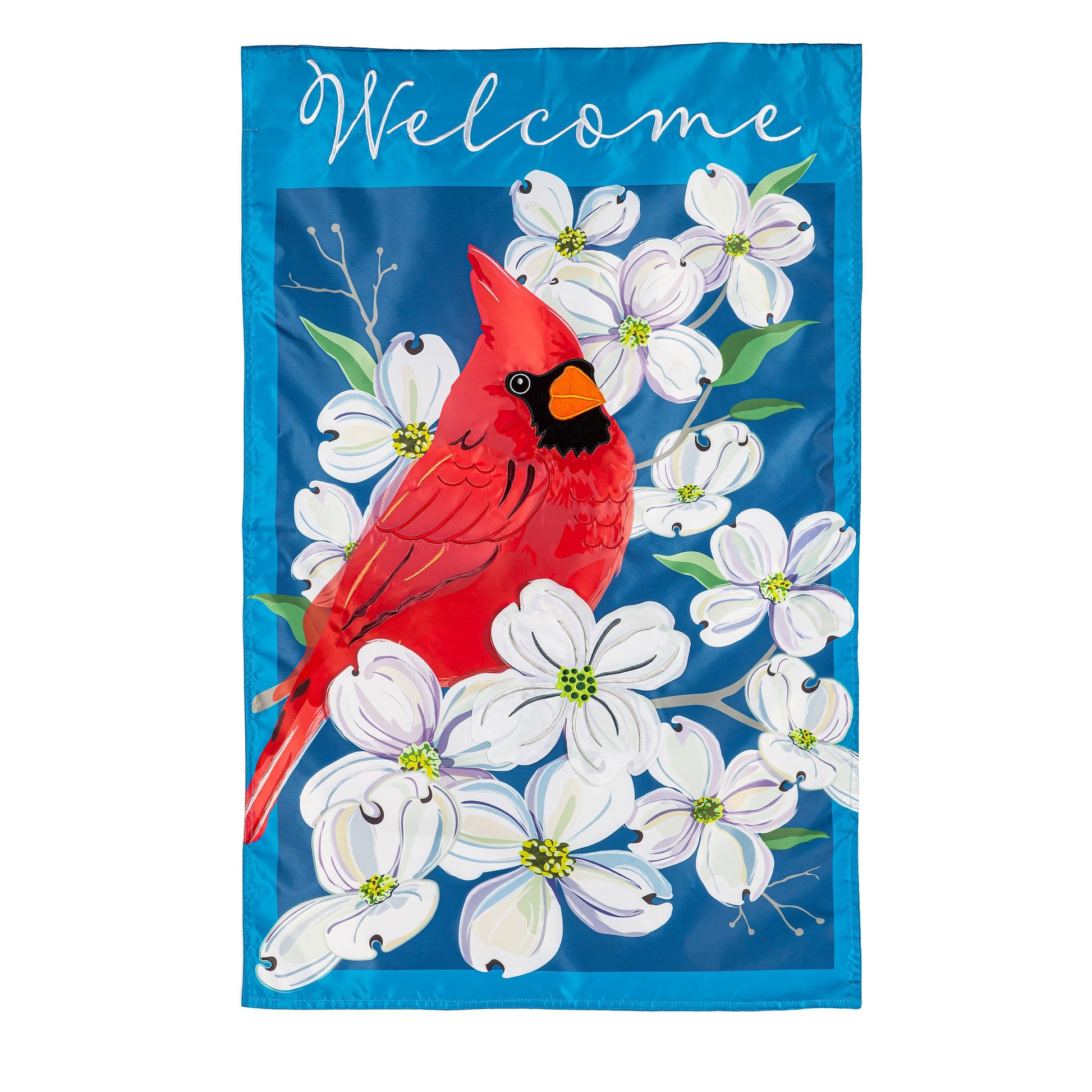 Spring Dogwood Cardinal Applique House Flag - Tampa Home & Garden Store